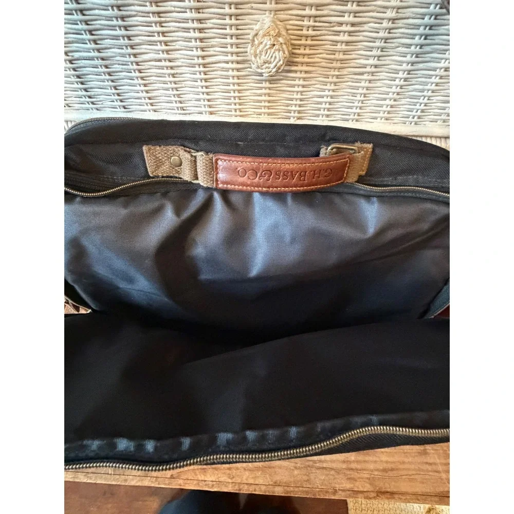 GH Bass & Co Messenger Bag Black Canvas Leather Trim Outdoor Gear Travel Laptop